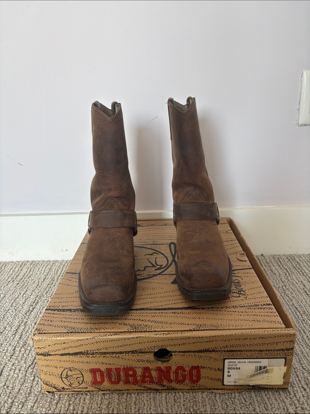 Durango Brown Leather Harness Western Boots